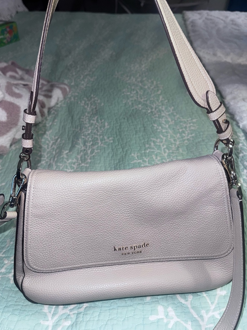 New Kate Spade New York Pebbled Leather Convertible Flap Shoulder Crossbody Bag